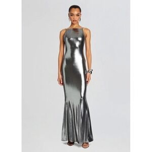 Retrofête Romilly Metallic Maxi Dress Gunmetal Size XS